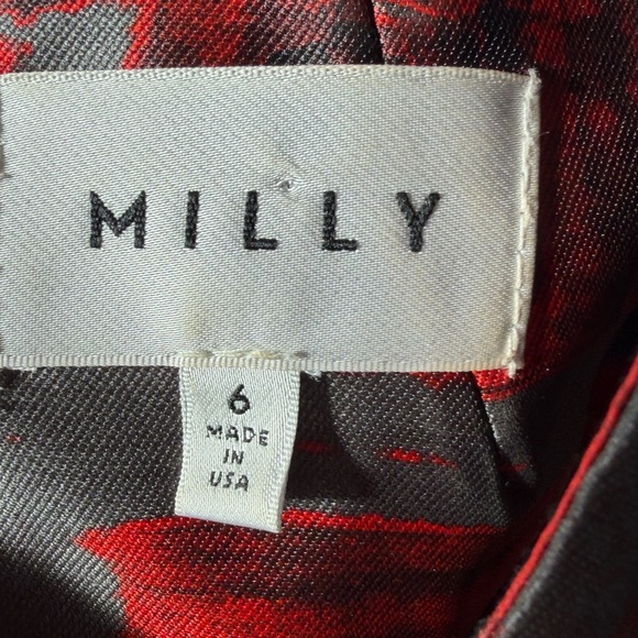 Milly Size 6 Zip Chic Red Gray Geo Print Sleeveless Dress - Picture 4 of 11